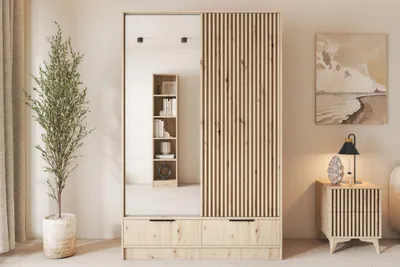 Obrázek produktu pro Zrcadlová šatní skříň 120 cm HELIORA - dub artisan