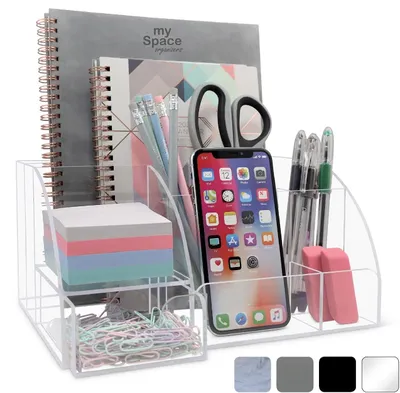 Acryl Schreibtisch-Organizer mit Schublade, 9 Fächer, transparent