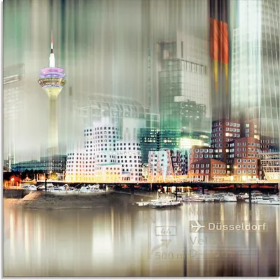 Produktbild von ARTland Glasbild Düsseldorf Skyline Collage V Größe: 30x30 cm