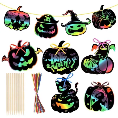 Immagine prodotto di Set per creare decorazioni di Halloween con zucche, composto da 36 pezzi, inclusi pennarelli e nastri