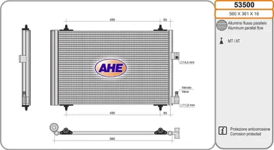 Produktbild von AHE 53500 Kondensator Klimaanlage Klimakondensator passend für PEUGEOT 406 (8B)