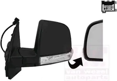 Produktbild von VAN WEZEL 1638803 Außenspiegel Seitenspiegel Links für FIAT DOBLO Kasten/Kombi (263) Konvex