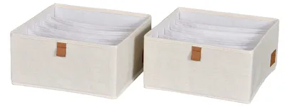 Aufbewahrungsboxen 2er-Set, beige, 30x30x15 cm, 6 Fächer