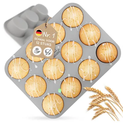 12er-Set Silikon-Muffinformen, Ø 6,5 cm, antihaftbeschichtet, BPA-frei