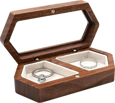 Produktbild von Tragbare Mini-Schmuckbox aus Holz, Aufbewahrung für Ringe & Ohrringe, ideal für Reisen, 10×5×2,8 cm