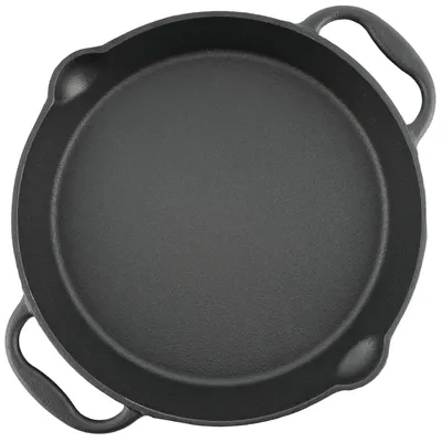 Obrázok produktu pre Liatinový grilovací pan s dvoma rúčkami a výlevkou, priemer 25 cm
