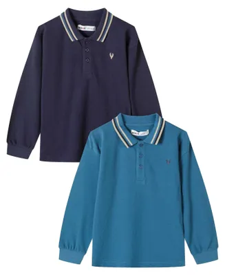 Produktbild von Minoti - Poloshirt für Jungen, Kontrastkragen, Langärmlig (2er-Pack) MN238 (152-158) (Dunkelblau)