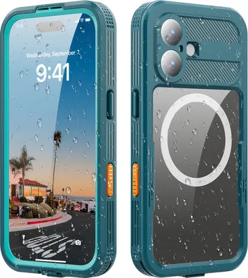 Produktbild von Wasserdichte Schutzhülle für iPhone 17, Displayschutz, passend für Magsafe, Ganzkörper Unterwasser Handyhülle Blau