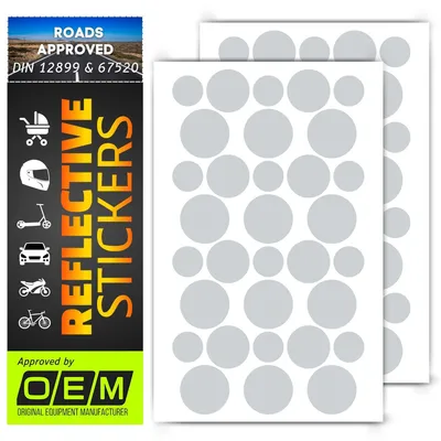 Imagen del producto de Juego de pegatinas reflectantes, 80 unidades, autoadhesivas, resistentes a la intemperie, para vehículos y cascos