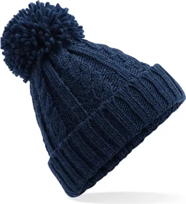 Produktbild von Beechfield B480 | Damenmütze Cable Knit Melange Beanie - Farbe: Navy - Größe: One Size