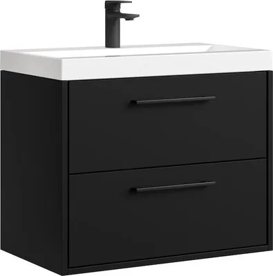 Produktbild von Badplaats Badezimmermöbel Florence 01 60 cm – Schwarz Matt – Wandhängendes Badmöbel mit Waschbecken und  Soft-Close