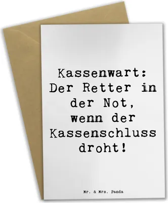 Produktbild von Mr. & Mrs. Panda Grußkarte Spruch Kassenwart Held - Weiß - Geschenk, einladungskarten, Geschenke mit Herz, Grußkarten, Kassenschluss, osterkarte, Beruf, Berufsleben