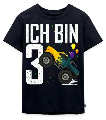 Produktbild von Spreadshirt 3. Geburtstag Ich Bin Drei Monster Truck Auto Kinder Premium T-Shirt, 110/116 (4 Jahre), Navy