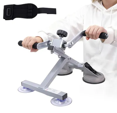 Produktbild von Armtrainer für Tisch – 3 Modi, verstellbarer Widerstand, Saugnapfbasis, inkl. Finger-Reha-Handschuh – Für Senioren & Schlaganfall-Reha