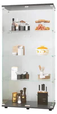 Produktbild von Glas Vitrinenschrank - Standvitrine Wohnzimmer - 4 Ebenen - 2 Türen mit Schloss - Modernes Design - Schwarz