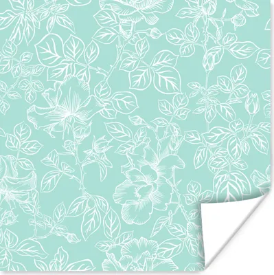 Produktbild von MuchoWow® Poster Blumen - Blätter - Weiß - Sommer 75x75 cm - Wand Dekoration