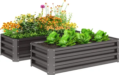 Produktbild von Outsunny 2er-Set Hochbeet Blumenhochbeet witterungsbeständig, Pflanzbeet