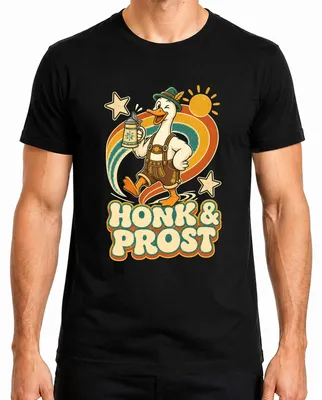 Immagine prodotto di Maglietta da uomo "Honk & Prost", stile bavarese, con motivo "Gans Lederhose Bayern Bier Trachtenshirt Dirndl", colore nero, taglia XXL