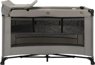 Produktbild von Novi Kiki Luxe Campingbed – 60x120 cm – ab geboorte – inklapbaar – Wickelauflage – Bodenverhoger – inkl. Tasche – Sandy Grey