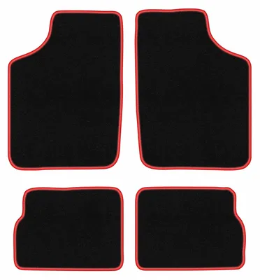 Image de Tapis de sol en moquette noir/rouge pour Opel Corsa A 1982-1993 4 pièces