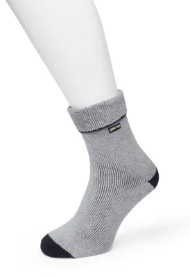 Produktbild von Bonnie Doon Herren-Haussocken, Grau, Größe 40/46 – Warme Haussocken – Frotteefutter – Sehr weiche Wintersocken – Bequeme Socken – Nicht einschnürend – Glatte Nähte – Wandersocken – Baumwolle – Hellgrau – Mittelgrau meliert – BP212105.112