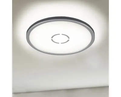 Zdjęcie produktu dla Lampa sufitowa LED BRILONER FREE, płaska konstrukcja, efekt podświetlenia, neutralne białe światło, kolor srebrny, 29,3 x 2,8 cm