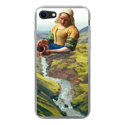 Produktbild von MuchoWow® Handyhülle Schutzhülle Hülle für iPhone SE 2020 Milchmädchen - Natur - Vermeer Silikon Softcase Handy Hülle - Kartenbesitzer