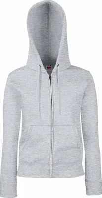 Produktbild von Fruit of the Loom - Lady-Fit Premium Hooded Sweat Jacket - Heather Grey - XL