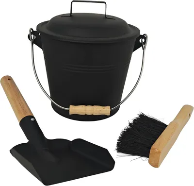 Immagine prodotto di Pentola con coperchio - 4,5 litri - Include spatola per brace e paletta - Manico - Nero - Materiale naturale - 18x21,5x16,5 cm