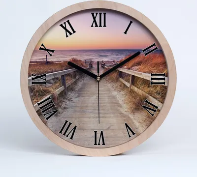 Produktbild von Holzuhr 30fi cm wanduhr - schwarze Spitzen - Weg zum Strand