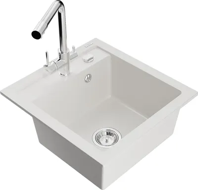 Image de Évier 1 bac en granit Vito avec mélangeur Duero, blanc (6503-20-671600-00)