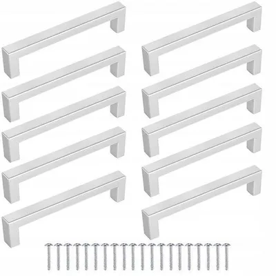 Image de Supports de meubles argentés pour armoires - Lot de 10 - 128 mm