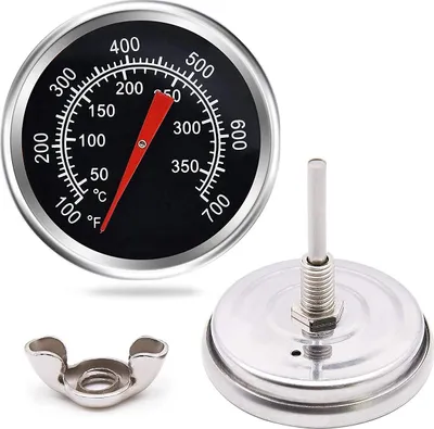Produktbild von Grillthermometer Edelstahl, analog, 100–700℉, für 5,2 mm Einbauloch, BBQ, Räucherofen & Backofen, hitzebeständig, robust, klassisches Ziffernblatt
