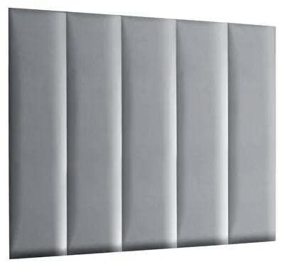 Produktbild von MG Design Polsterpaneel 30 x 120 cm in Grau - 3D Wandkissen fürs Bettkopfteil & Wanddeko, ohne Bohren, geräuschmindernd, samtig-weich mit dezentem Schimmer
