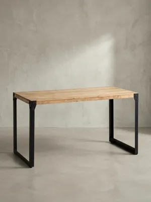 Produktbild von Esszimmertisch 120x60x76 cm Akazie Massivholz Metall Esstisch Industrial, Küchentisch mit Metallbeinen, Holztisch Klein, Speisetisch Esszimmer Rechteckig