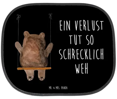 Produktbild von Mr. & Mrs. Panda Sonnenschutz Auto Bär Schaukel - Schwarz - Geschenk, Sonnenblende, Scheibenschutz, Teddy, Autosonnenschutz