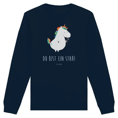 Produktbild von Mr. & Mrs. Panda Rundhals Pullover Einhorn Sänger Größe S - French Navy - Geschenk, Baumwoll, Sweatshirt, Party, Einhörner, Disco, Geburtstag, Unicorn, Sweater, Pulli