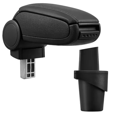 Image de [pro.tec] Accoudoir central pour VW Touran à partir de 2003 et VW Caddy (troisième génération, 2K à partir de 2003) - accoudoir avec compartiment de rangement - rembourré - simili-cuir - noir