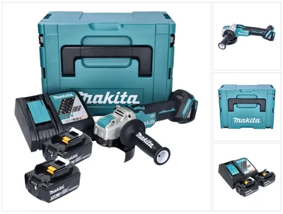 Produktbild von Makita DGA 521 RFX1J Akku Winkelschleifer 18 V 125 mm X-LOCK Brushless + 2x Akku 3,0 Ah + Ladegerät + Makpac