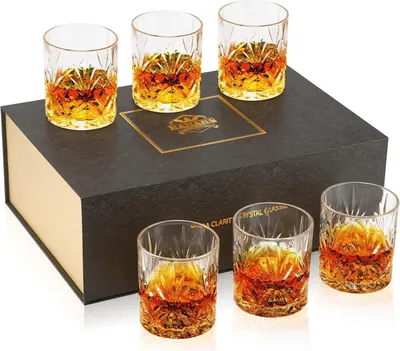 Zdjęcie produktu dla Zestaw szklanek do whisky, bezołowiowe szkło kryształowe, pomysł na prezent urodzinowy, 6-częściowy