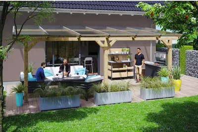 Produktbild von Terrassenüberdachung SKAN HOLZ Bormio 648 x 350 cm natur