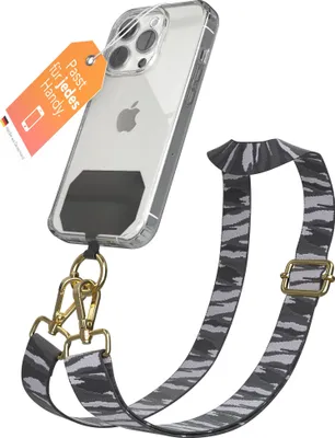 Produktbild von EAZY CASE - Handykette Universal Pad zum Umhängen, kompatibel mit jedem Handy, Kette mit Hülle, Handyband Camouflage Style in Grau