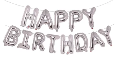 Productafbeelding van Happy Birthday Ballon Girlande in Zilver, 16 Inch Folie Ballons voor Feestdecoratie