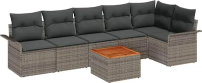 Immagine prodotto di Set Divano da Giardino con cuscino 7 pcs Grigio polyrattan