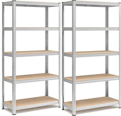 Produktbild von Fachbodenregal 2tlg., Ablage, 5 Fachböden, 40x90x180cm, silber
