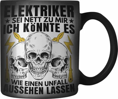 Produktbild von Trendation - Elektriker Farbwechsel Zauber-Tasse Geschenk Elektromeister Lustiger Spruch Männer Geschenkidee Wie Ein Unfall Aussehen Lassen (Schwarz)