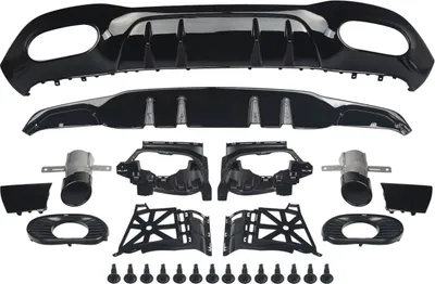 Immagine prodotto di Diffusore posteriore con tubo di scarico - Per Mercedes Classe A W177 AMG A35 Look (2018+) - Nero - Accessori auto