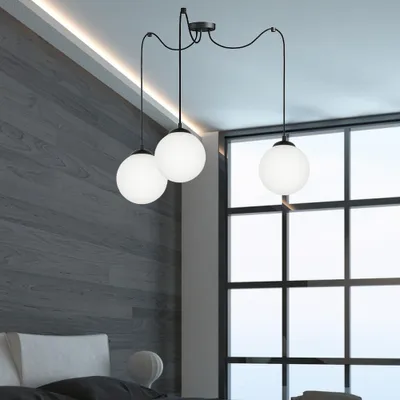 Obrázok produktu pre Čierna závesná lampa, sklenený tienidlo, E14, Bronx 13-761
