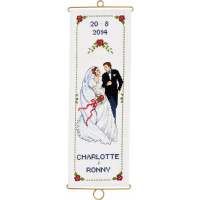 Immagine prodotto di Kit per punto croce "Matrimonio", modello a schema, 14x40 cm, codice prodotto 36-2347