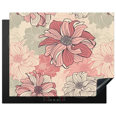 Produktbild von KitchenYeah© Herdabdeckplatte Muster - Blume - Design - Jahre 20s , 65x52cm, Küche Deko, Glaskeramikkochfeld Herdabdeckung, Abdeckplatte fùr Kochfeld